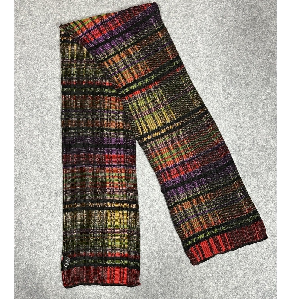 Jacques d'Albry Paris Knit‎ Scarf OS Multicolor Striped Textured Acrylic